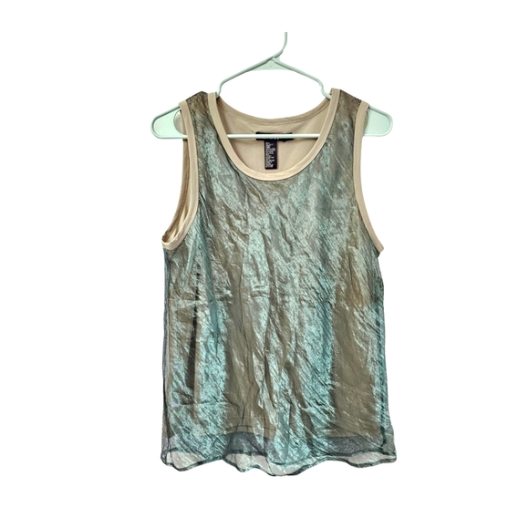 NWT DKNY Iridescent Metallic Patina Rayon/silk Tank Size 14 - Picture 1 of 9